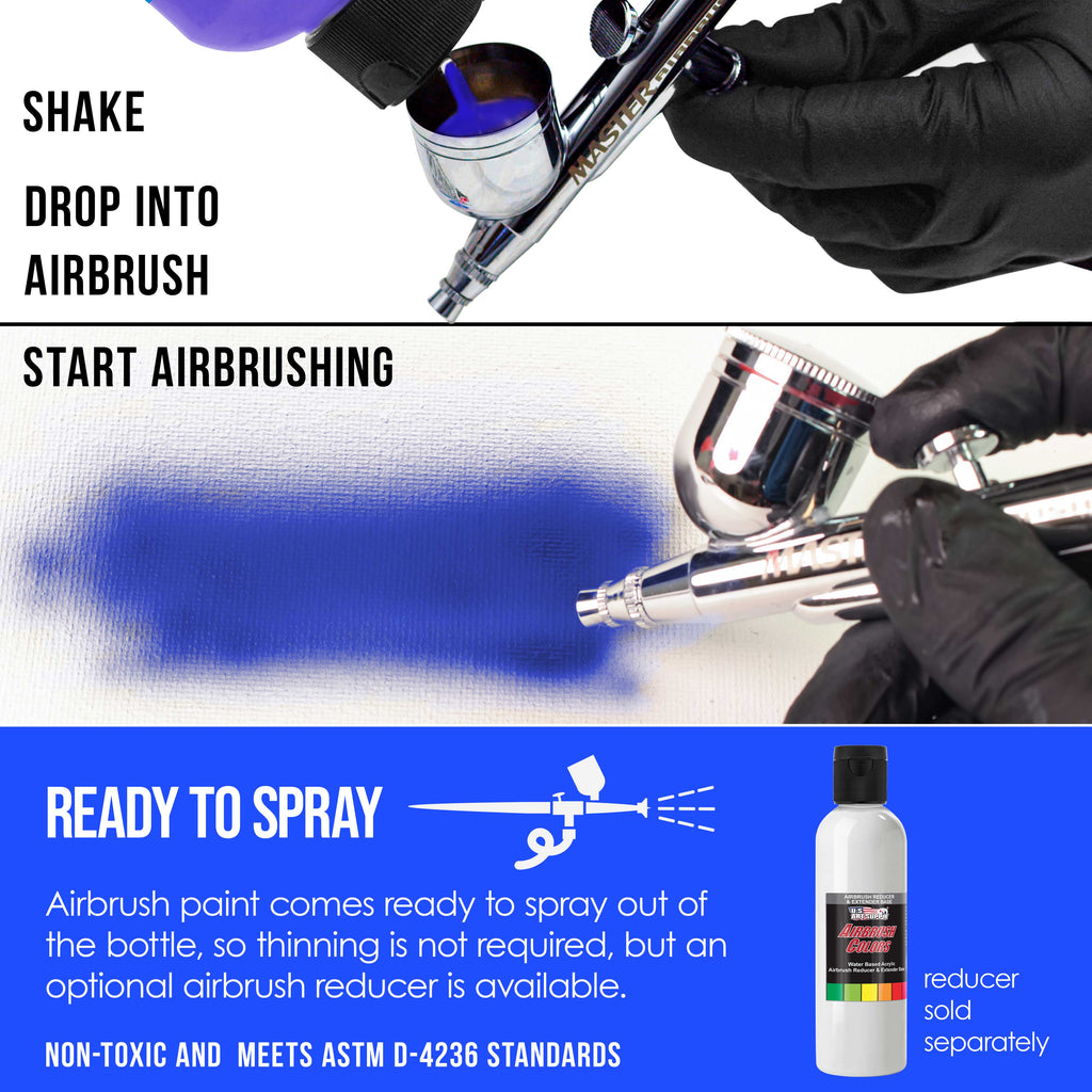 Neon Blue, Acrylic Special Effects Airbrush Paint, 8 oz. Ready to Spray