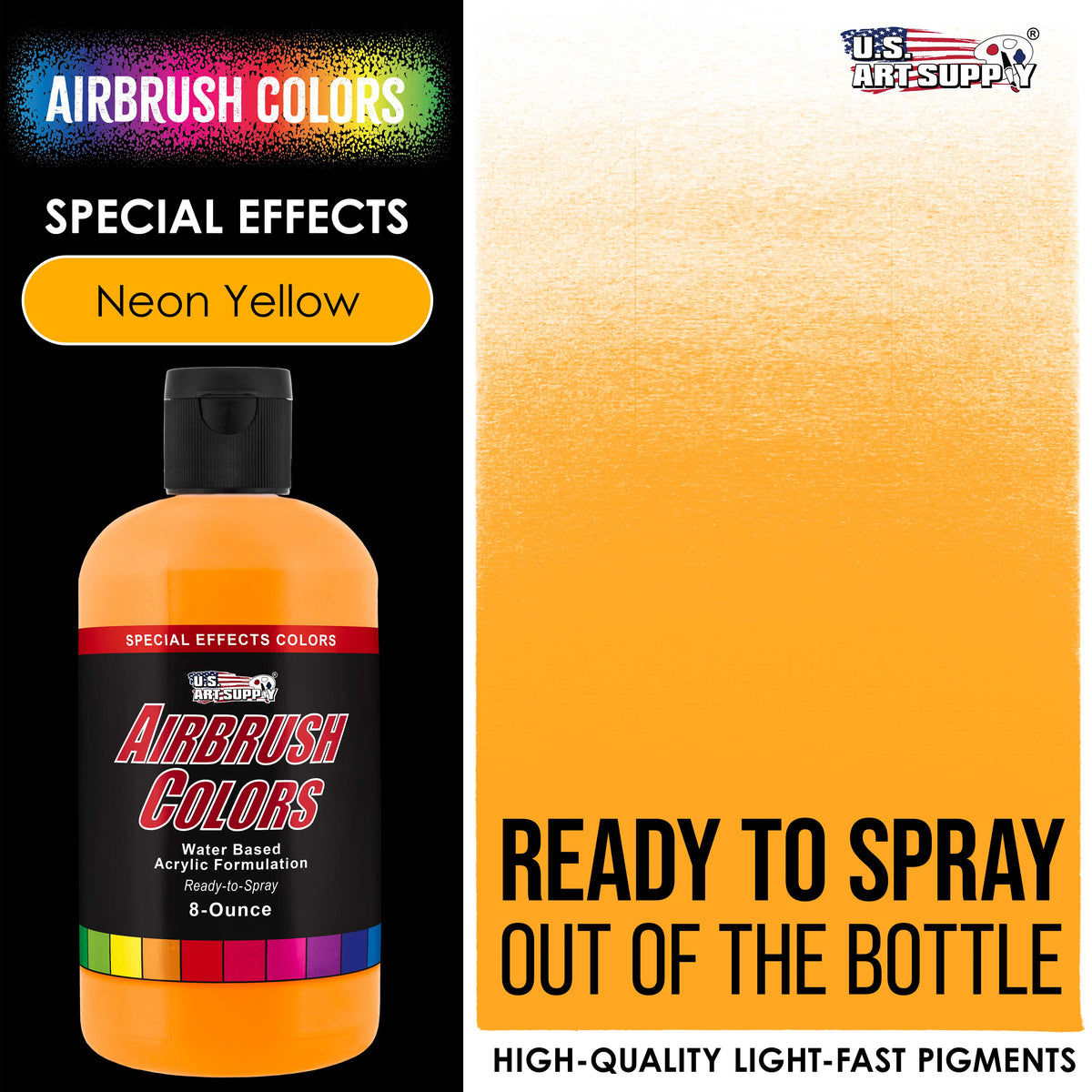Neon Yellow, Acrylic Special Effects Airbrush Paint, 8 oz. Ready to Spray