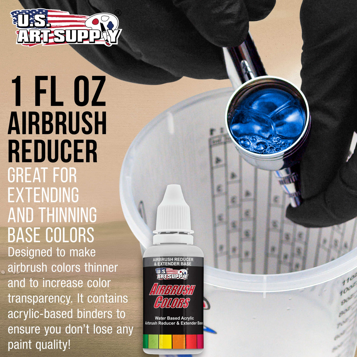 1-Ounce Pint Airbrush Thinner for Reducing Airbrush Paint for All Acrylic Paints - Extender Base, Reducer to Thin Colors Improve Flow