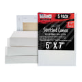 5 x 7 inch Gallery Depth 1-1/2" Profile Stretched Canvas, 5-Pack - 12-Ounce Acrylic Gesso Triple Primed, Professional Artist Quality, 100% Cotton - Acrylic Pouring, Oil Painting