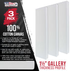 Long Stretched Canvas for Painting 6x24 inch Gallery Depth 1-1/2" Thick, 3-Pack - 12oz Acrylic Gesso Triple Primed, Professional Artist Quality, 100% Cotton - Pouring, Oil Paint