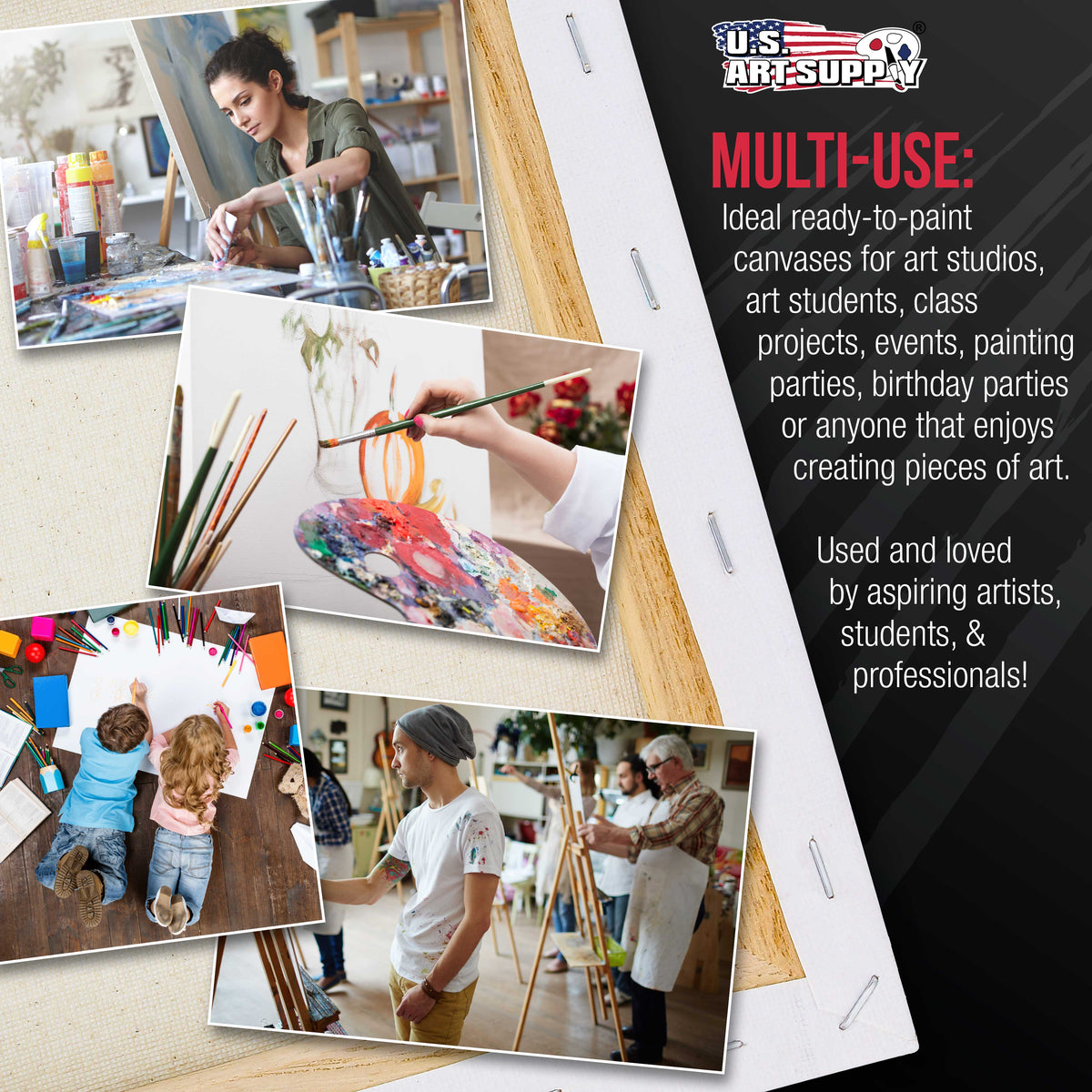 Long Stretched Canvas for Painting 6x24 inch Gallery Depth 1-1/2" Thick, 3-Pack - 12oz Acrylic Gesso Triple Primed, Professional Artist Quality, 100% Cotton - Pouring, Oil Paint