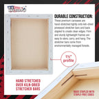 Medium Stretched Canvas for Painting 9x12 inch Gallery Depth 1-1/2" Thick, 4-Pack - 12oz Acrylic Gesso Triple Primed, Professional Artist Quality, 100% Cotton - Oil, Pouring Paint