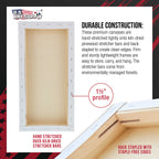 Rectangle Stretched Canvas for Painting 10x20 inch Gallery Depth 1-1/2" Thick, 3-Pack - 12oz Acrylic Gesso Triple Primed, Professional Artist Quality, 100% Cotton - Oil, Pouring Paint