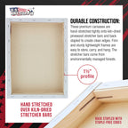 Large Stretched Canvas for Painting 16x20 inch Gallery Depth 1-1/2" Thick, 3-Pack - 12oz Acrylic Gesso Triple Primed, Professional Artist Quality, 100% Cotton - Oil, Pouring Paint