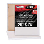 Large Stretched Canvas for Painting 20x24 inch Gallery Depth 1-1/2" Thick, 3-Pack - 12oz Acrylic Gesso Triple Primed, Professional Artist Quality, 100% Cotton - Oil, Pouring Paint