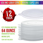 Pouring Masters 12-Pack Mixing Cup Lids for 64 Oz (2000ml) Graduated Plastic Measuring Cup Lids - Storage Seal Top for Pouring Masters Automotive Paint Mixing Cups, Epoxy Resin, Art Supplies