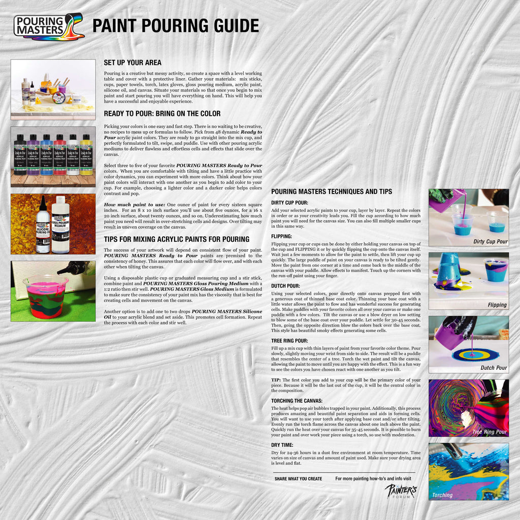16-Color Ready-to-Pour Acrylic Pouring Paint Set, with Silicone Oil & Gloss Medium, 8oz Bottles, Pour Paint Supplies for Canvas & Crafts