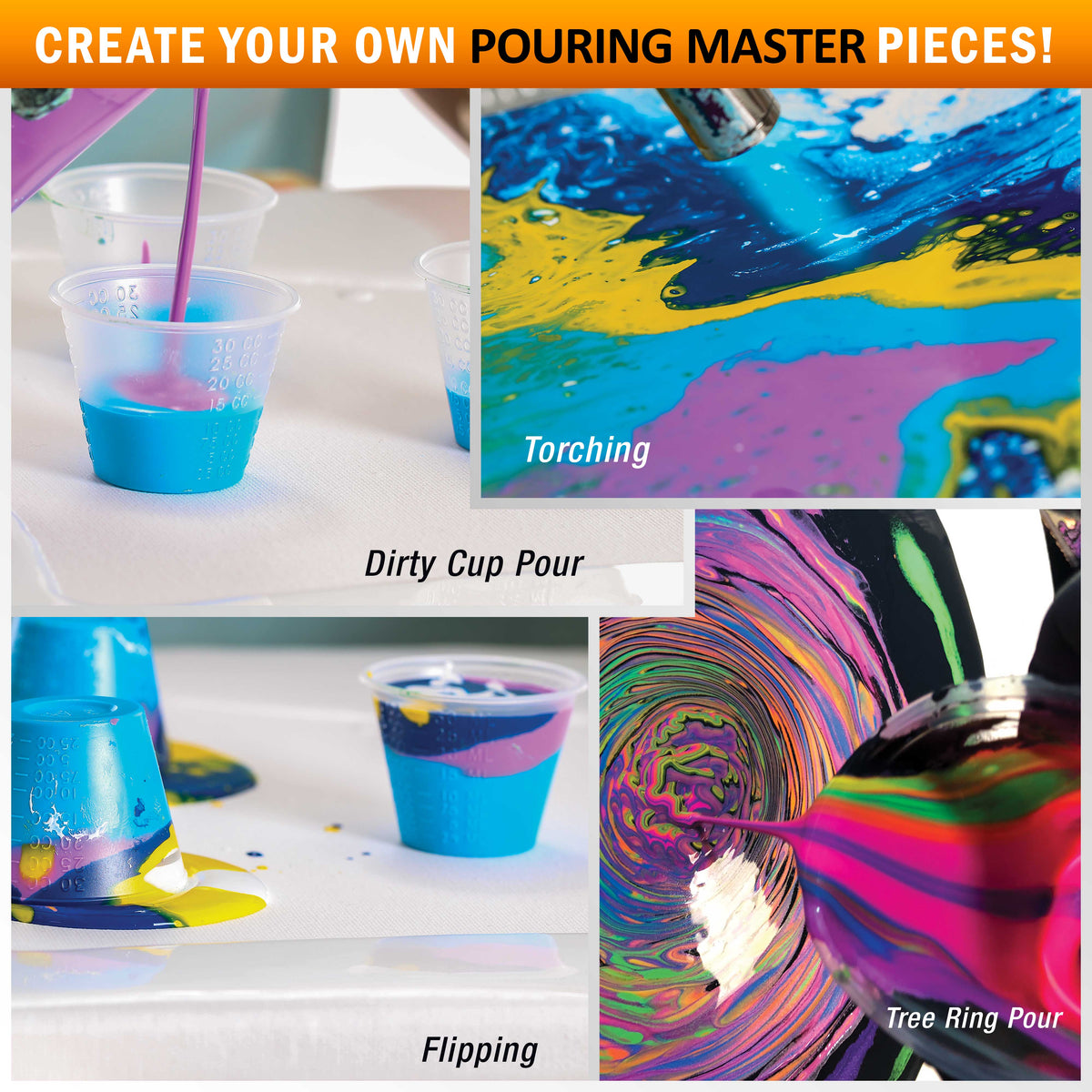 Pouring Masters Sky Blue Ready to Pour Acrylic Pouring Paint - Premium 8-Ounce Pre-Mixed Fluid Acrylic Paint - Fluid Art Supplies for Canvas, Wood, Paper, Tile & Rocks