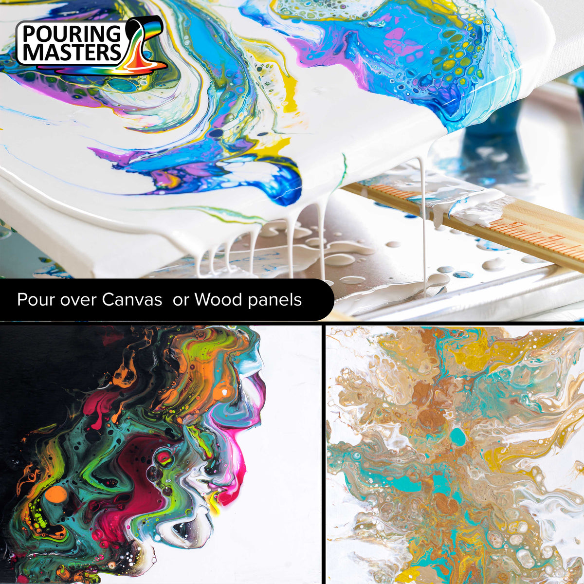 Pouring Masters Ice Blue Metallic Pearl Ready to Pour Acrylic Pouring Paint - Premium 32-Ounce Pre-Mixed Fluid Acrylic Paint - Fluid Art Supplies for Canvas, Wood, Paper, Tile & Rocks