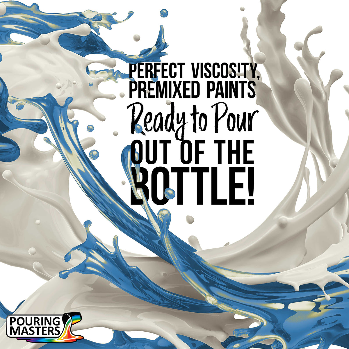 Pouring Masters Blue/Gold Iridescent Special Effectsr Acrylic Pouring Paint - Premium 32-Ounce Pre-Mixed Fluid Acrylic Paint - Fluid Art Supplies for Canvas, Wood, Paper, Tile & Rocks