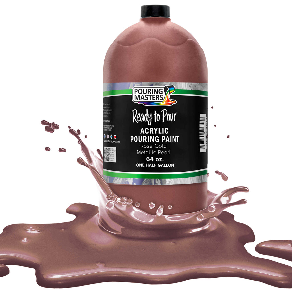 Pouring Masters Rose Gold Metallic Pearl Ready to Pour Acrylic Pouring Paint - Premium 64-Ounce Pre-Mixed Fluid Acrylic Paint - Fluid Art Supplies for Canvas, Wood, Paper, Tile & Rocks