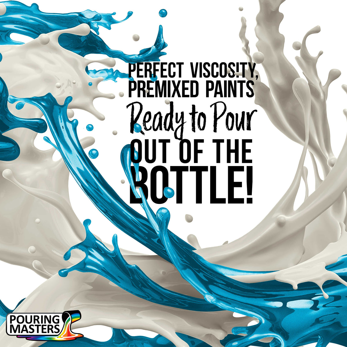 Pouring Masters Peacock Teal Metallic Pearl Ready to Pour Acrylic Pouring Paint - Premium 32-Ounce Pre-Mixed Fluid Acrylic Paint - Fluid Art Supplies for Canvas, Wood, Paper, Tile & Rocks