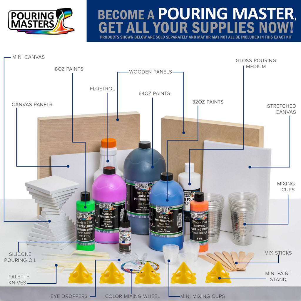 Pouring Masters Pewter Gray Bark Metallic Pearl Ready to Pour Acrylic Pouring Paint - Premium 32-Ounce Pre-Mixed Fluid Acrylic Paint - Fluid Art Supplies for Canvas, Wood, Paper, Tile & Rocks