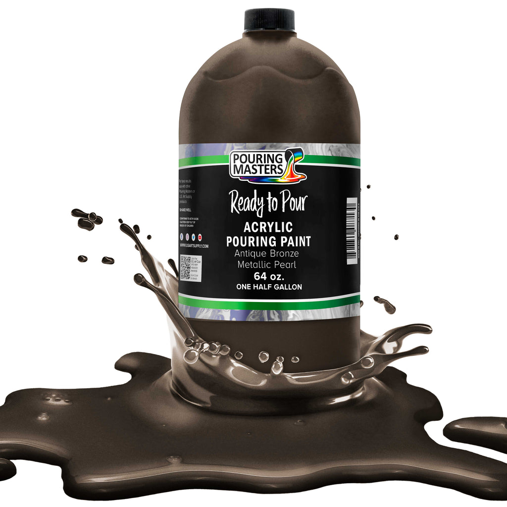 Pouring Masters Antique Bronze Metallic Pearl Ready to Pour Acrylic Pouring Paint - Premium 64-Ounce Pre-Mixed Fluid Acrylic Paint - Fluid Art Supplies for Canvas, Wood, Paper, Tile & Rocks
