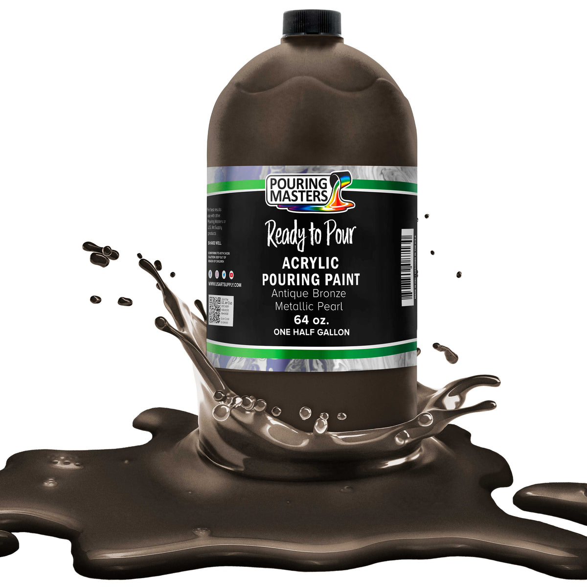 Pouring Masters Antique Bronze Metallic Pearl Ready to Pour Acrylic Pouring Paint - Premium 64-Ounce Pre-Mixed Fluid Acrylic Paint - Fluid Art Supplies for Canvas, Wood, Paper, Tile & Rocks