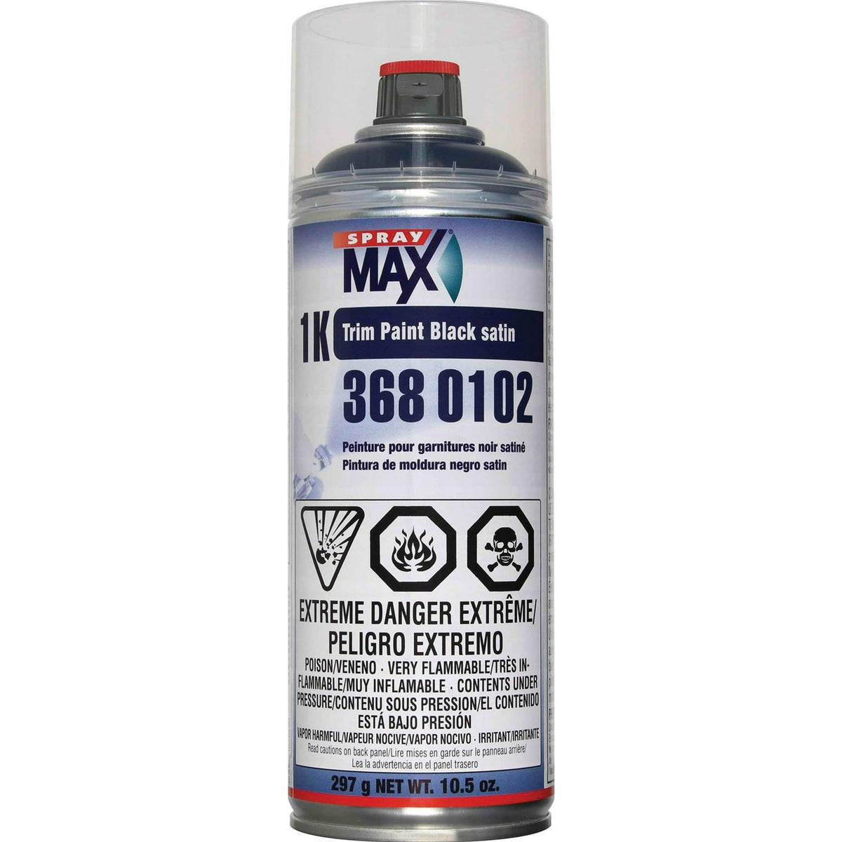 SprayMax 1K Trim Paint Black Satin - Aerosol, 10.5oz