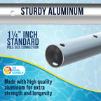Professional 12-Foot Aluminum Telescopic Swimming Pool Pole, 3 Piece Expandable Step-Up - Twist Locking Cams, Attach Skimmer Nets