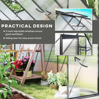 BloomGreen 6' x 12' x 6.5' Polycarbonate Greenhouse with Adjustable Roof Vent & Sliding Door, Charcoal Grey