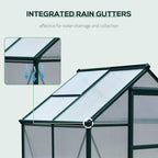 6' x 4' x 6.6' Polycarbonate Greenhouse with Aluminum Frame, Green