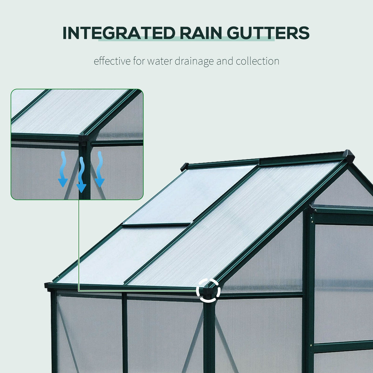6' x 4' x 6.6' Polycarbonate Greenhouse with Aluminum Frame, Green