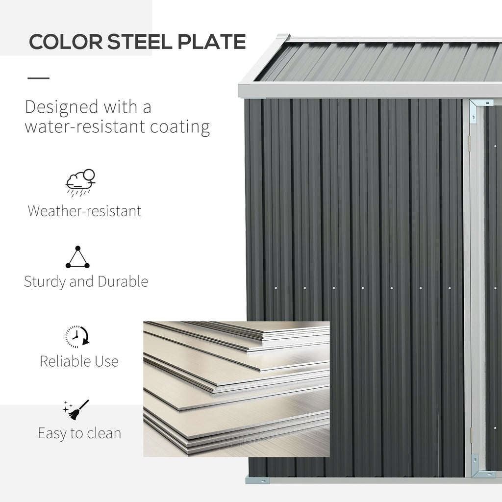 14' x 8' Outdoor Storage Shed, Galvanized Steel Garden Shed with Lockable Doors, Air Vents and Gloves, Waterproof Tool Shed for Backyard, Patio and Lawn, Grey