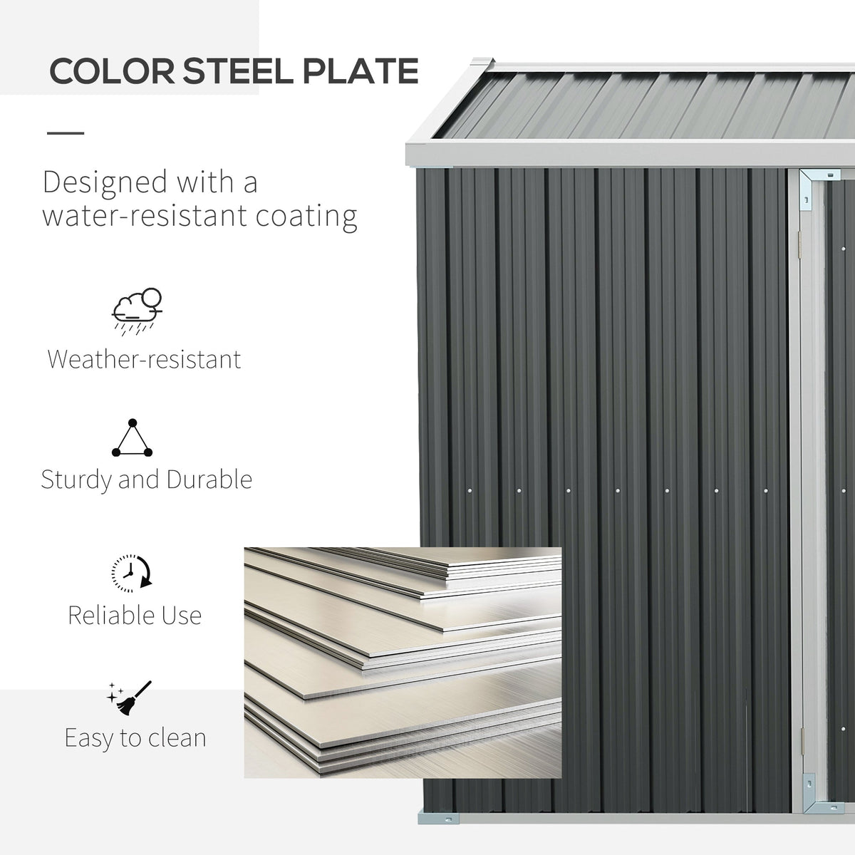 14' x 8' Outdoor Storage Shed, Galvanized Steel Garden Shed with Lockable Doors, Air Vents and Gloves, Waterproof Tool Shed for Backyard, Patio and Lawn, Grey