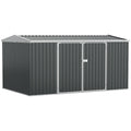 14' x 8' Outdoor Storage Shed, Galvanized Steel Garden Shed with Lockable Doors, Air Vents and Gloves, Waterproof Tool Shed for Backyard, Patio and Lawn, Grey
