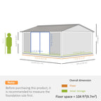 14' x 8' Outdoor Storage Shed, Galvanized Steel Garden Shed with Lockable Doors, Air Vents and Gloves, Waterproof Tool Shed for Backyard, Patio and Lawn, Grey