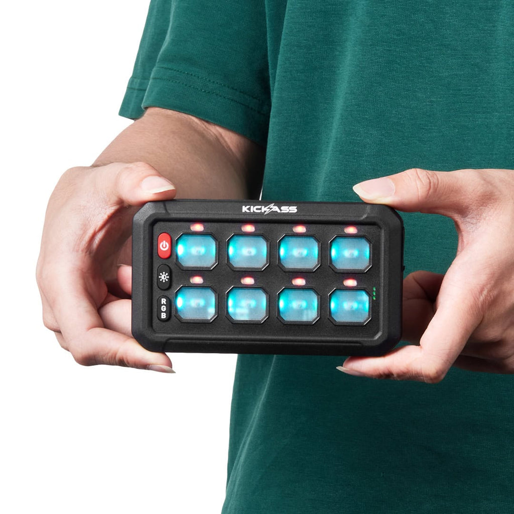 KickAss 12/24V 8 Gang Wireless Switch Panel with Magnetic Charging Cradle - MKII