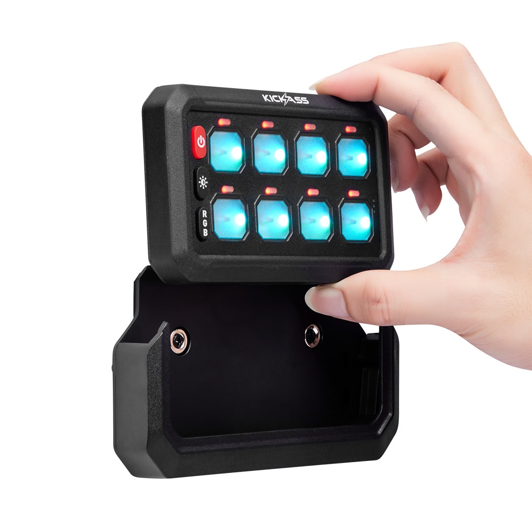 KickAss 12/24V 8 Gang Wireless Switch Panel with Magnetic Charging Cradle - MKII