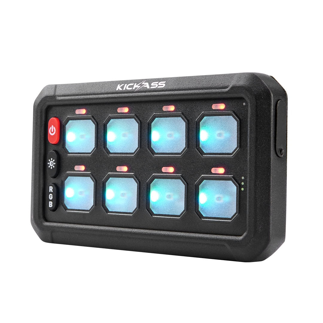 KickAss 12/24V 8 Gang Wireless Switch Panel with Magnetic Charging Cradle - MKII
