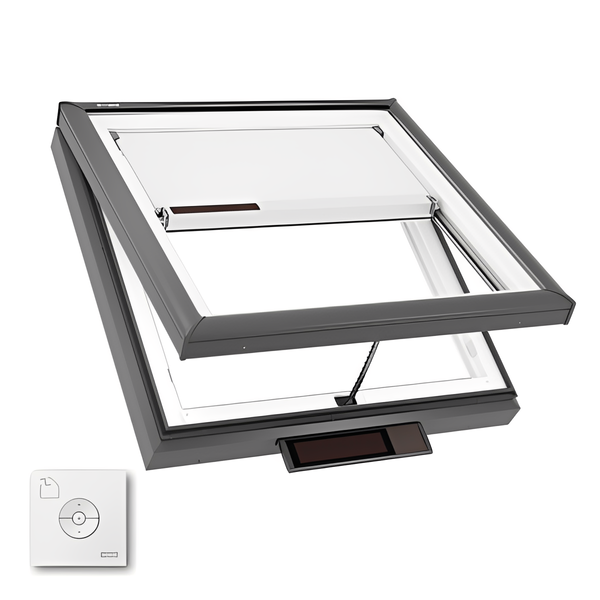 VELUX Solar Powered Venting Curb Mount Skylight - White Solar Powered Shade