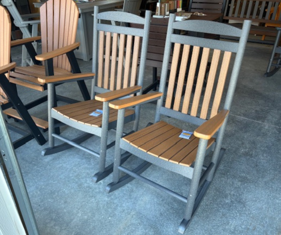 PORCH ROCKER- ANTIQUE MAHOGANY ON SMOKE GRAY