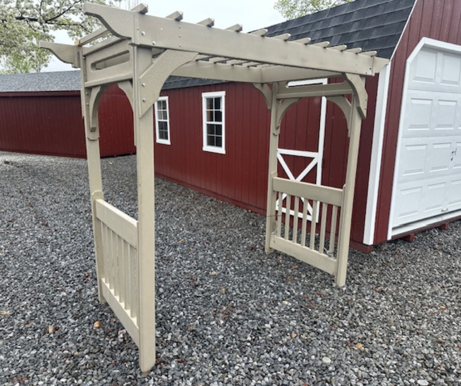 6' CLAY VINYL ARBOR WITH GROUND ANCHORS