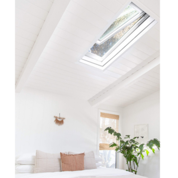 VELUX Solar Powered Venting Curb Mount Skylight - White Solar Powered Shade