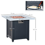 71 x 71 x 62 cm Gas Fire Pit Table, 40000 BTU, Black