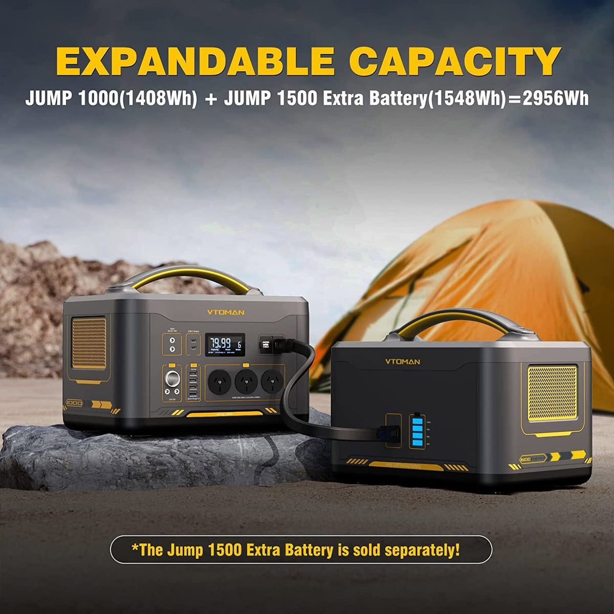 1000W 1408Wh Solar Generator 10A Black Portable Power Station