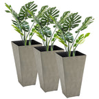 28" Tall Planters for Outdoor Plants with Drainage Hole, Set of 3 Taper Indoor Outdoor Planters, Large Plastic Garden Flower Pots for Porch, Patio, Yard, Mixed Grey