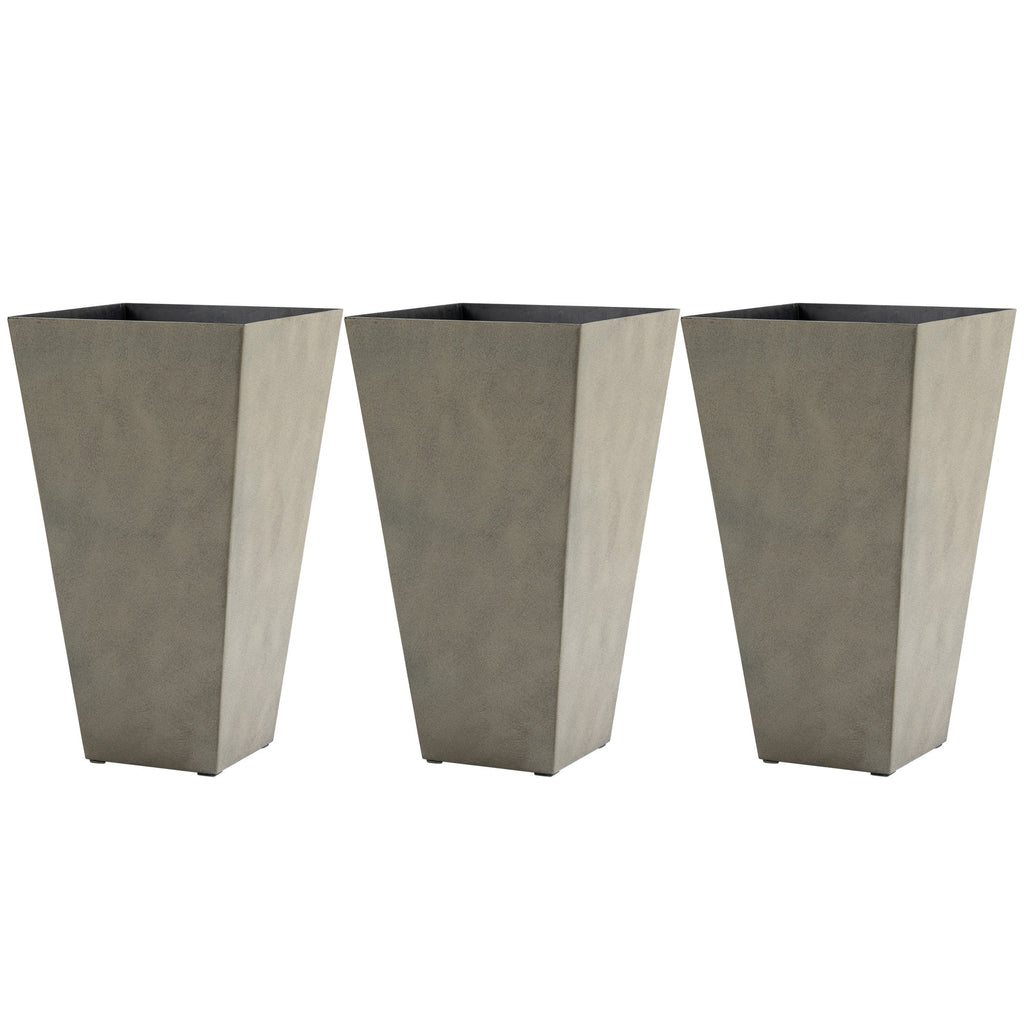 28" Tall Planters for Outdoor Plants with Drainage Hole, Set of 3 Taper Indoor Outdoor Planters, Large Plastic Garden Flower Pots for Porch, Patio, Yard, Mixed Grey