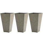 28" Tall Planters for Outdoor Plants with Drainage Hole, Set of 3 Taper Indoor Outdoor Planters, Large Plastic Garden Flower Pots for Porch, Patio, Yard, Mixed Grey