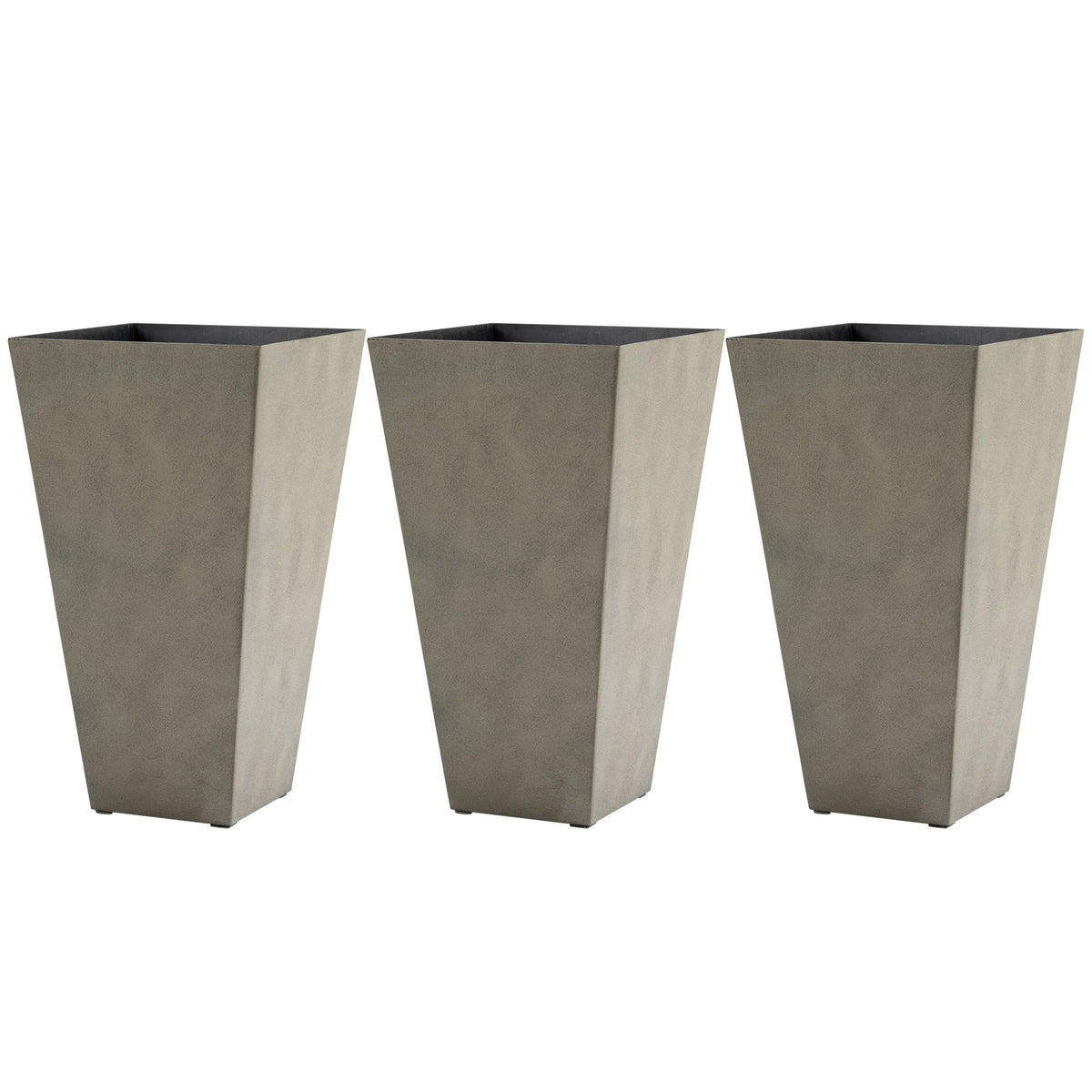 28" Tall Planters for Outdoor Plants with Drainage Hole, Set of 3 Taper Indoor Outdoor Planters, Large Plastic Garden Flower Pots for Porch, Patio, Yard, Mixed Grey
