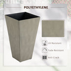 28" Tall Planters for Outdoor Plants with Drainage Hole, Set of 3 Taper Indoor Outdoor Planters, Large Plastic Garden Flower Pots for Porch, Patio, Yard, Mixed Grey