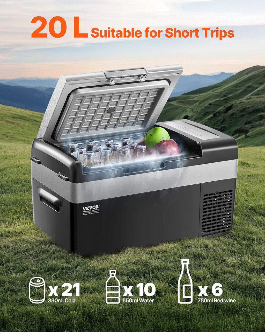 VEVOR Portable Car Refrigerator Freezer Compressor 20L Single Zone for Car Home