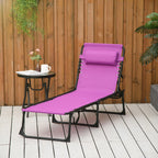 4-Position Reclining Folding Chaise Lounge Chair with Breathable Mesh & Pillow - Purple