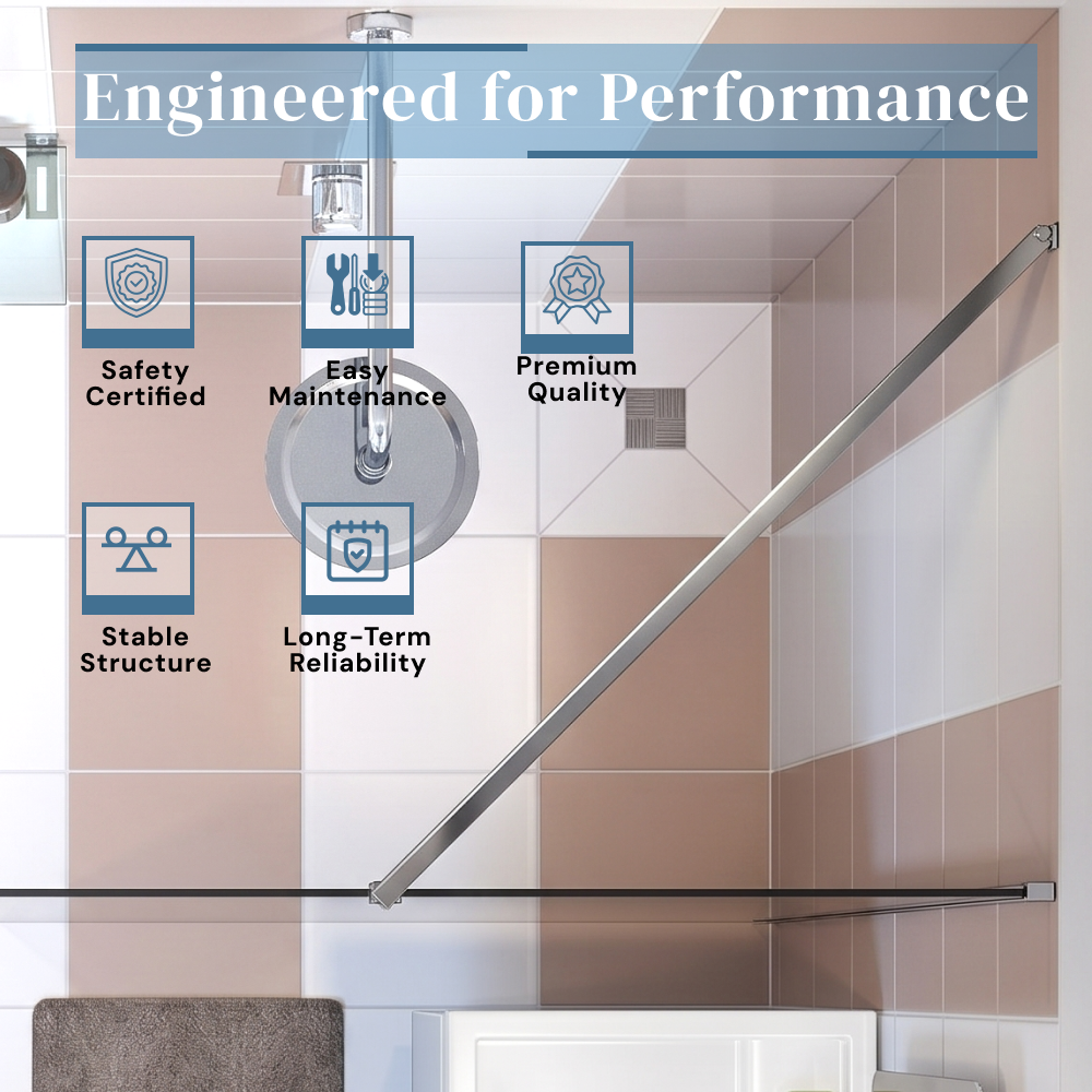 Safira 8mm Glass Walk-In Wetroom Shower Screen - Chrome