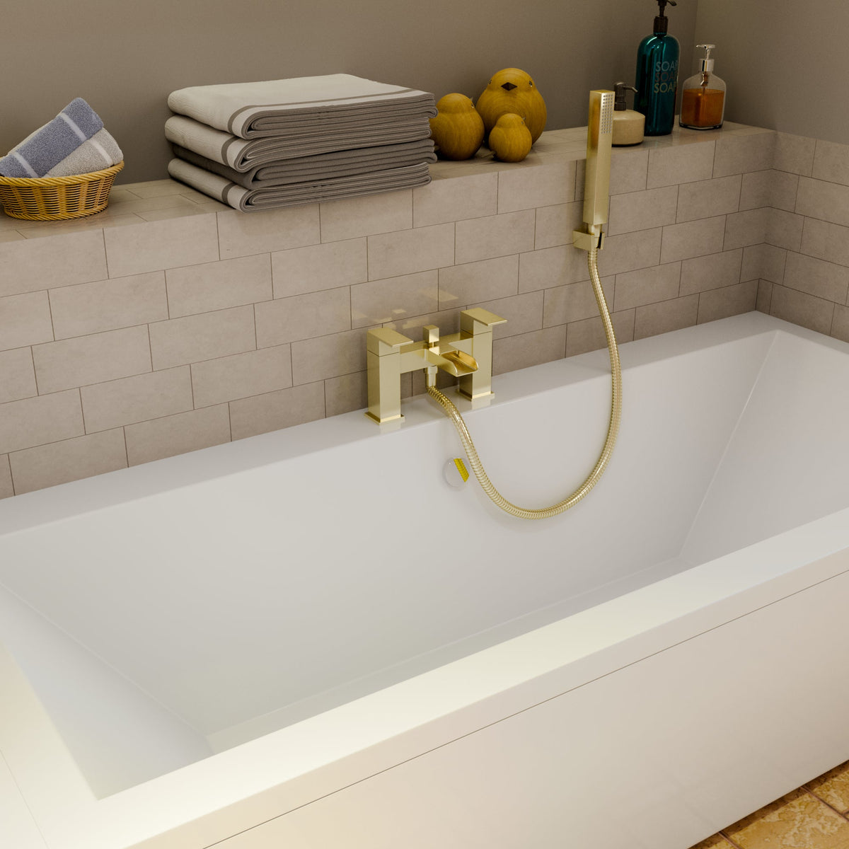 Kinetic Square Waterfall Bath Shower Mixer Tap