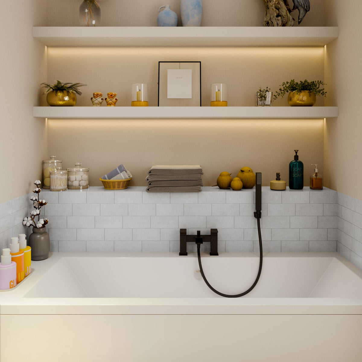 Kinetic Square Waterfall Bath Shower Mixer Tap