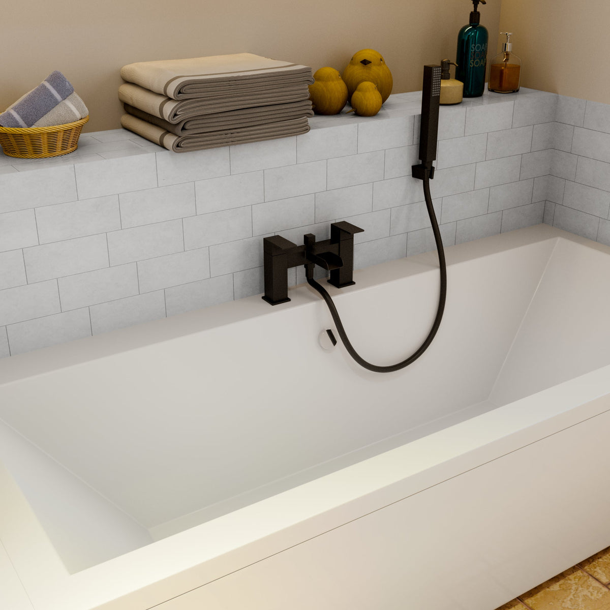 Kinetic Square Waterfall Bath Shower Mixer Tap