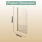 Luxur 6mm Glass Curved Pivot Bath Screen - 1400mm x 800mm